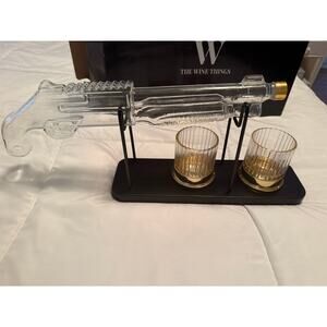 Whiskey Gun Decanter Set for Men - Cylinder Shaped Glasses